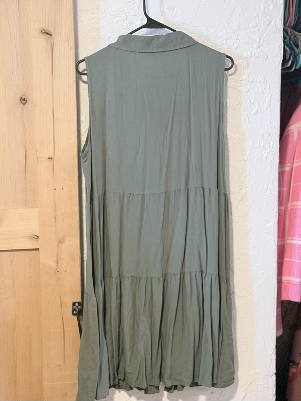 Lascana Olive Sleeveless Tiered Shirt Dress - Picture 4 of 4